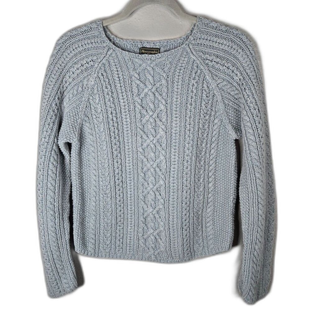 Abercrombie & Fitch Pale Blue Cable Knit Crewneck Sweater